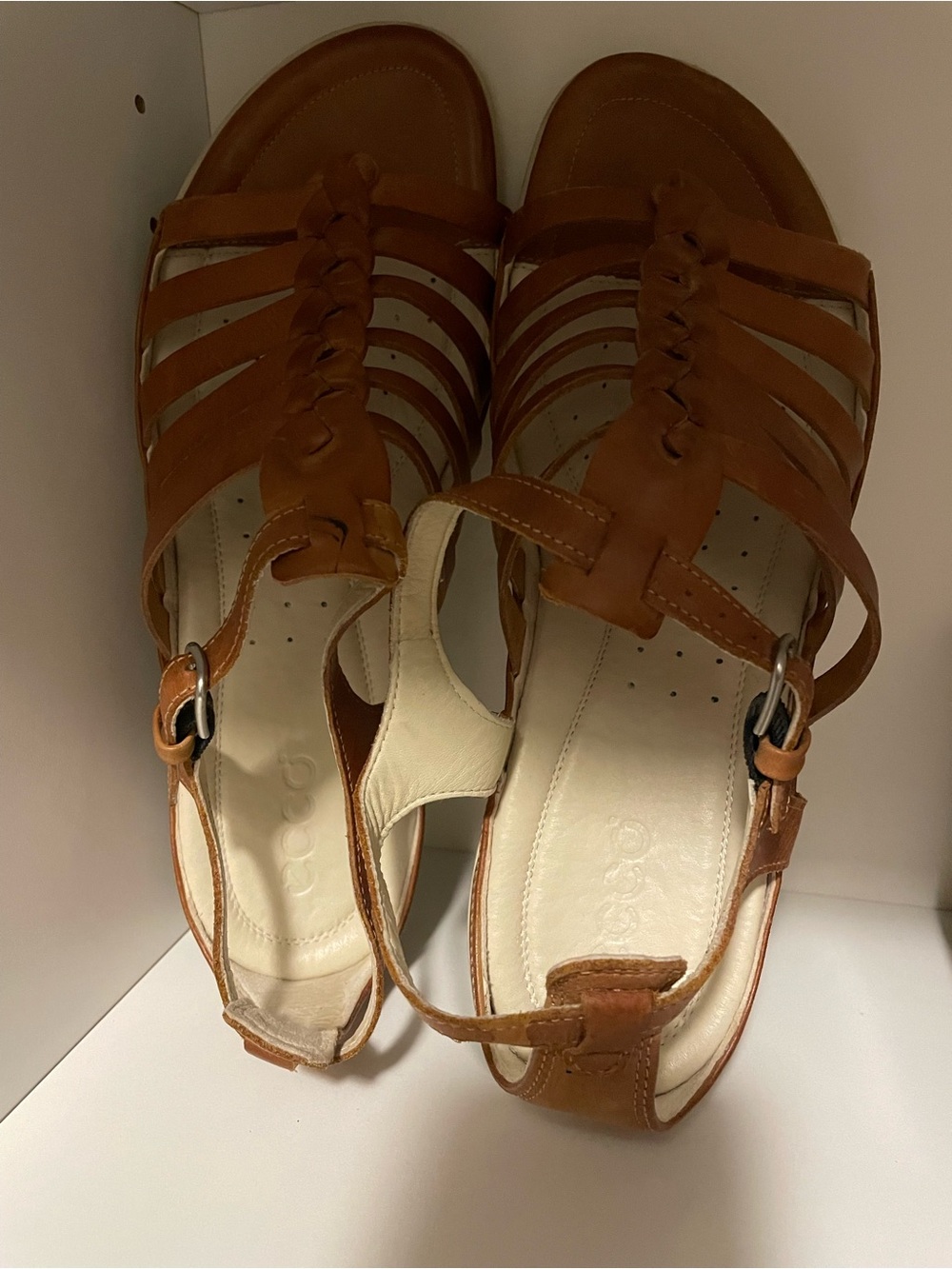 Ecco Women's Tan Braided Leather Slingback Sandals